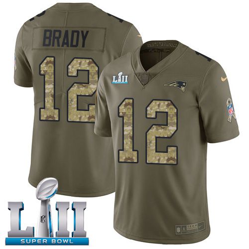 Men New England Patriots #12 Brady Green Salute To Service Limited 2018 Super Bowl NFL Jerseys->youth nfl jersey->Youth Jersey
